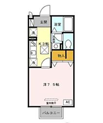 カーサリヴェール2 1Kの間取図画像