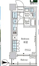 ParkAxis菊川 ワンルームの間取図画像