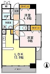 プライムハイツ南花田 2LDKの間取図画像