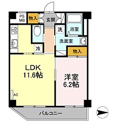 プライオール協和登戸 1LDKの間取図画像