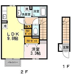 セイ・フィオーレ 1LDKの間取図画像