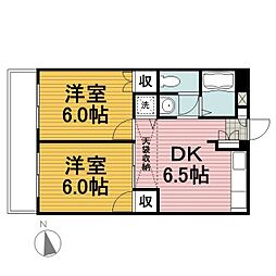 貝の坂クロス852 2DKの間取図画像