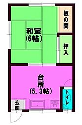 第二八十吉荘 1Kの間取図画像