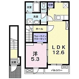 モンド カロレI 1LDKの間取図画像
