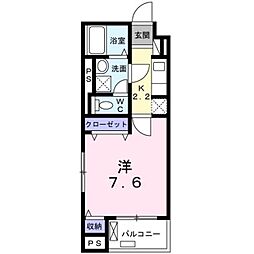 カーサ美麗 2階1Kの間取り