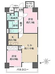 パークフラッツ日本橋馬喰町 2LDKの間取図画像