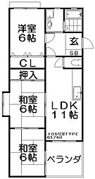 リヴェールシャトー 3LDKの間取図画像