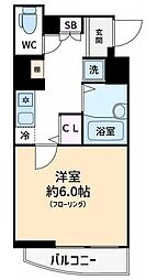 ジュエル京橋 6階1Kの間取り