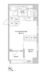 ドゥーエ日本橋浜町 1LDKの間取図画像