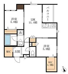 エイフレンド 2LDKの間取図画像