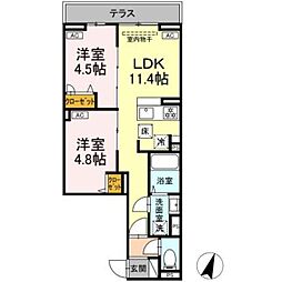 セレスティア鷺宮II 2LDKの間取図画像