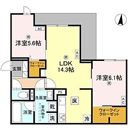 スペチアーレ背戸口 2LDKの間取図画像