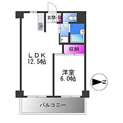 リベラルパレス平野 1LDKの間取図画像