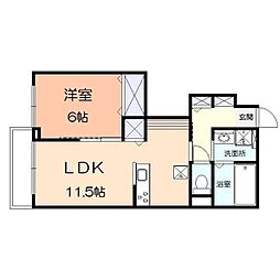 グランルーチェ 1階1LDKの間取り