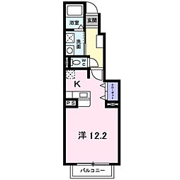 コンフォート水城 1階1Kの間取り