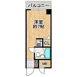 吉岡ハイツ ワンルームの間取図画像