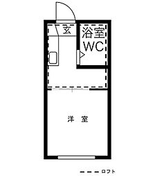 ハイムフレグランスII 1階ワンルームの間取り