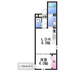 ALEGRIA北助松South 1LDKの間取図画像