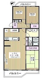 前野町ハイツ1号棟 6階3LDKの間取り