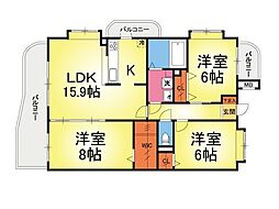 ガーデンコート七隈 3LDKの間取図画像