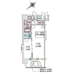 スプランディッド堺東III 1LDKの間取図画像