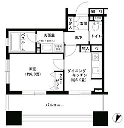 パークキューブ市ヶ谷 7階1DKの間取り