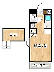 プレシャス生の松原 ワンルームの間取図画像