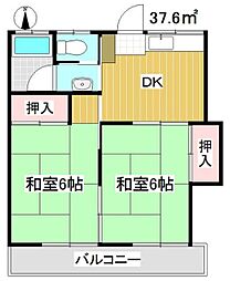 横山ハイツ 2DKの間取図画像