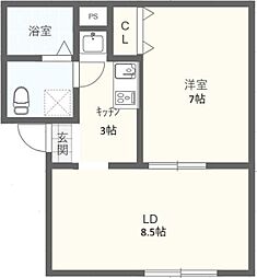 春風のホワイトモカ 1LDKの間取図画像