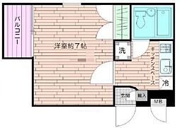 アサミハイツ 1Kの間取図画像