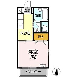 エーデルハイム 1Kの間取図画像