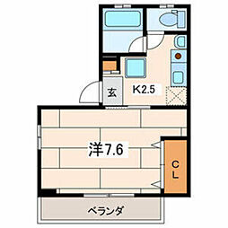 メイリーフ 1Kの間取図画像