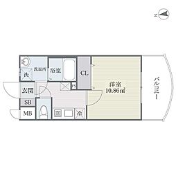 S-FORT姪浜 1Kの間取図画像