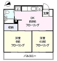 メゾンドタカヤマ 2DKの間取図画像