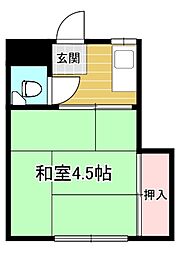 第二みすず荘 1Kの間取図画像