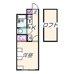 レオパレスプレンティ鳳中町 1Kの間取図画像