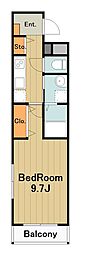 相模原市中央区相模原7丁目アパート 1Kの間取図画像