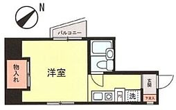 生麦栗山ハイツ ワンルームの間取図画像