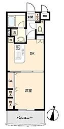 グリフィン横浜・東口弐番館 1DKの間取図画像