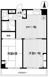 アパルトマントロワバレー・サントル 2LDKの間取図画像