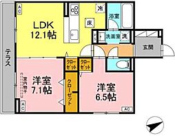 クラシアス 2LDKの間取図画像