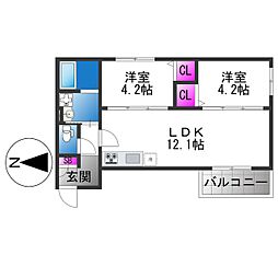 Tio Fleur 2LDKの間取図画像