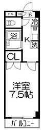 ブロードハーモニー 1Kの間取図画像