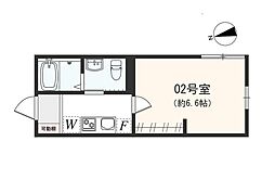 小田急江ノ島線 湘南台駅 徒歩15分の賃貸アパート 1階1Kの間取り