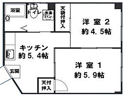 立花ハイツ 2Kの間取図画像