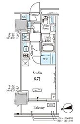 パークアクシス赤塚 ワンルームの間取図画像