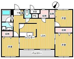 リバティハイム 3LDKの間取図画像