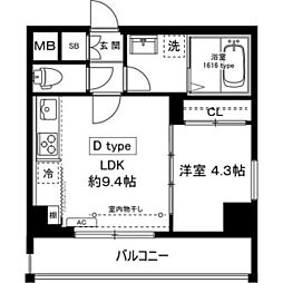 ミレベル千歳台 1LDKの間取図画像