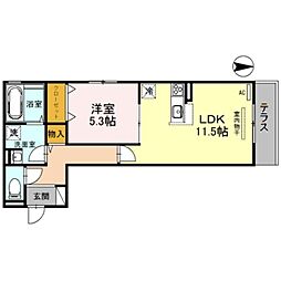 レオガーデン 1LDKの間取図画像