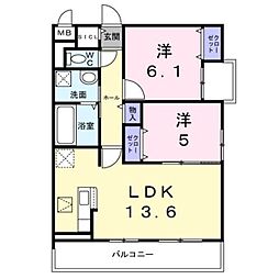 グラウス 2LDKの間取図画像